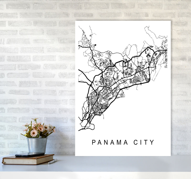 Panama Map Art Print by Pixy Paper A1 Black Frame