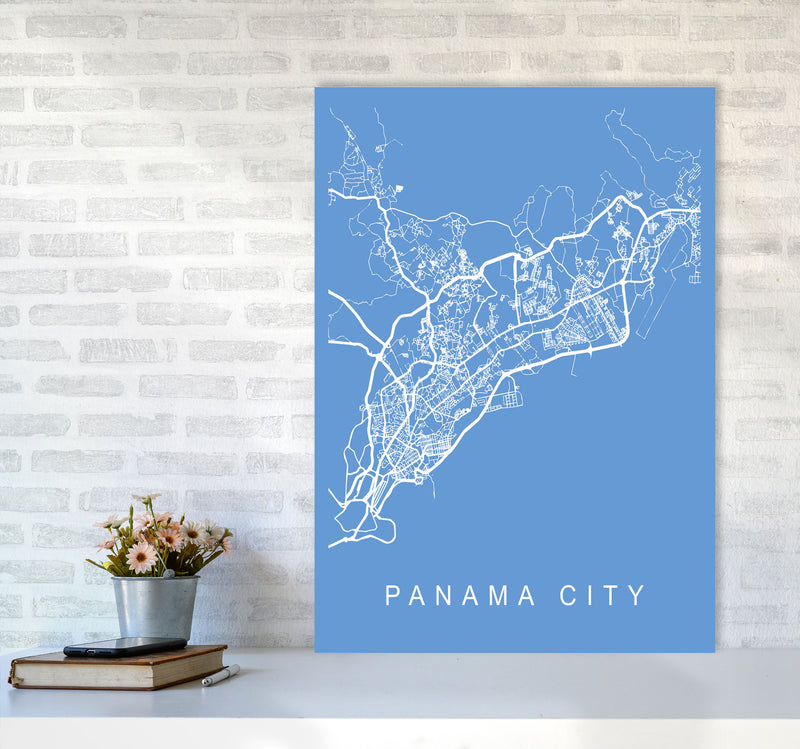 Panama City Map Blueprint Art Print by Pixy Paper A1 Black Frame