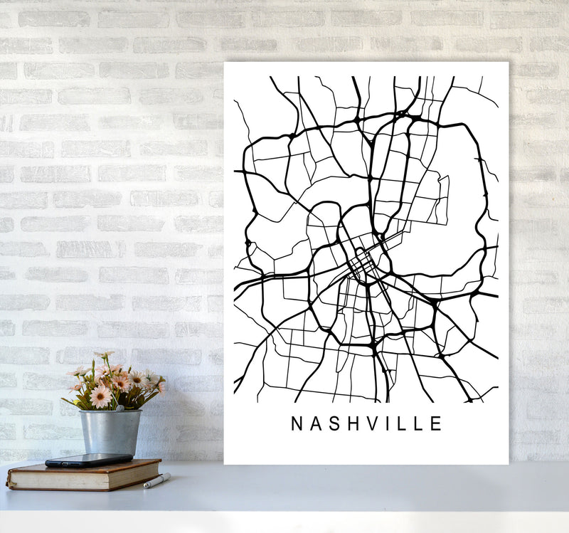 Nashville Map Art Print by Pixy Paper A1 Black Frame