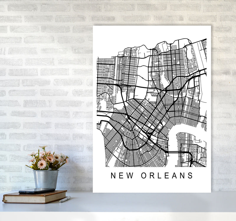 New Orleans Map Art Print by Pixy Paper A1 Black Frame