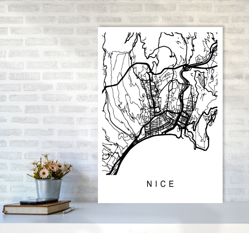 Nice Map Art Print by Pixy Paper A1 Black Frame