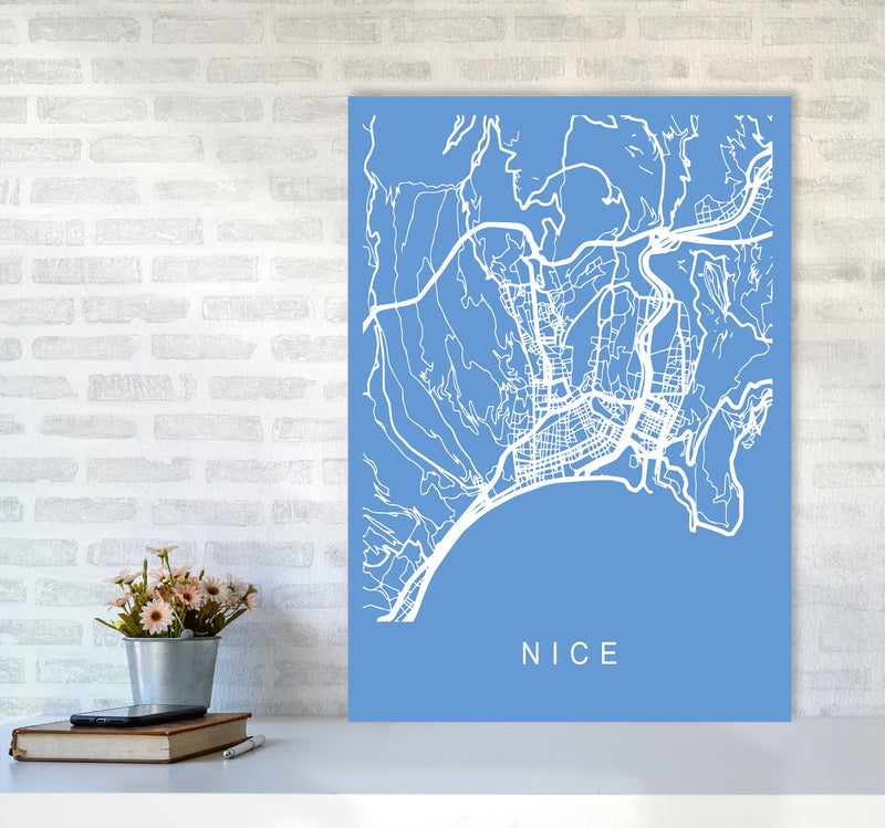 Nice Map Blueprint Art Print by Pixy Paper A1 Black Frame