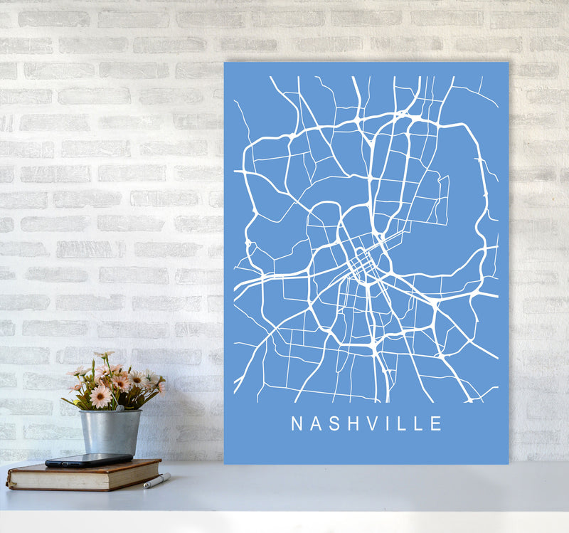 Nashville Map Blueprint Art Print by Pixy Paper A1 Black Frame