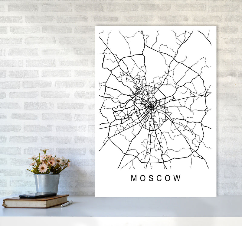 Moscow Map Art Print by Pixy Paper A1 Black Frame