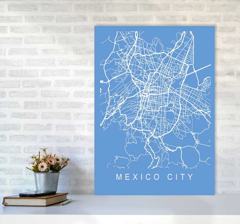 Mexico City Map Blueprint Art Print by Pixy Paper A1 Black Frame