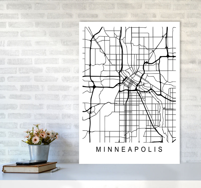 Minneapolis Map Art Print by Pixy Paper A1 Black Frame