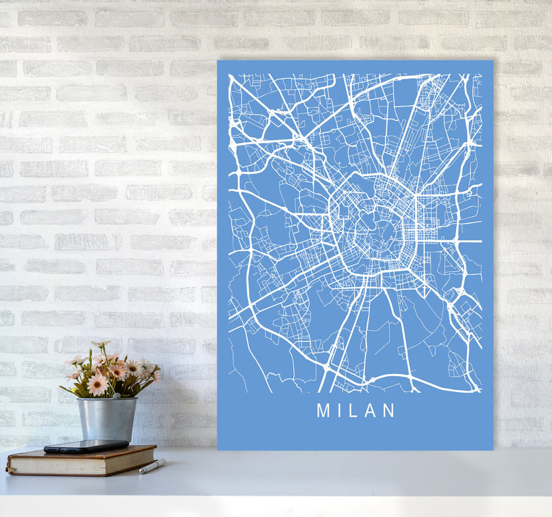 Milan Map Blueprint Art Print by Pixy Paper A1 Black Frame