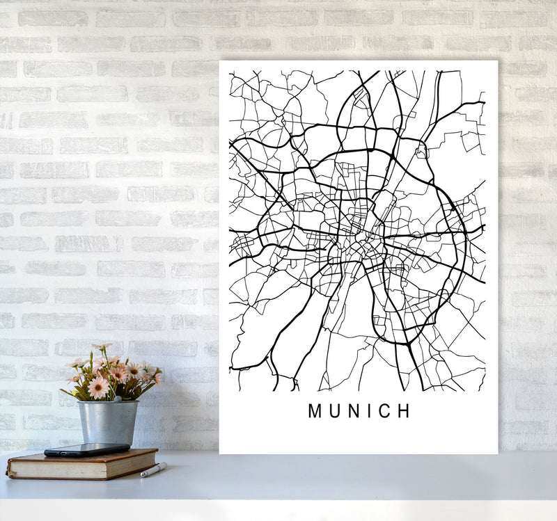 Munich Map Art Print by Pixy Paper A1 Black Frame