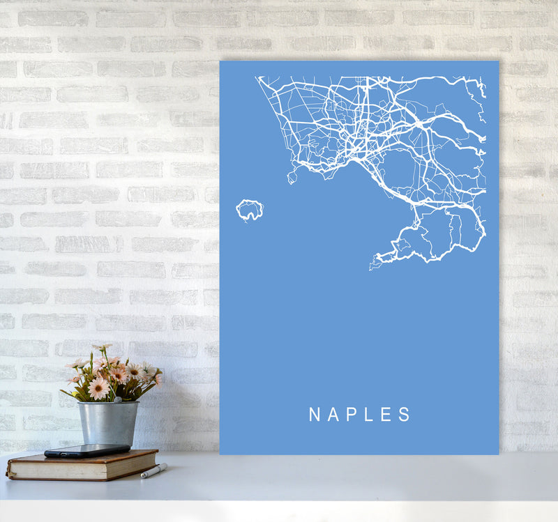 Naples Map Blueprint Art Print by Pixy Paper A1 Black Frame
