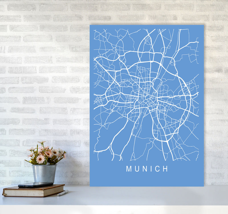 Munich Map Blueprint Art Print by Pixy Paper A1 Black Frame