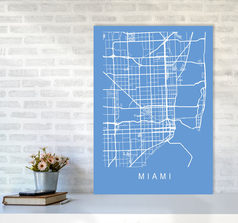 Miami Map Blueprint Art Print by Pixy Paper A1 Black Frame