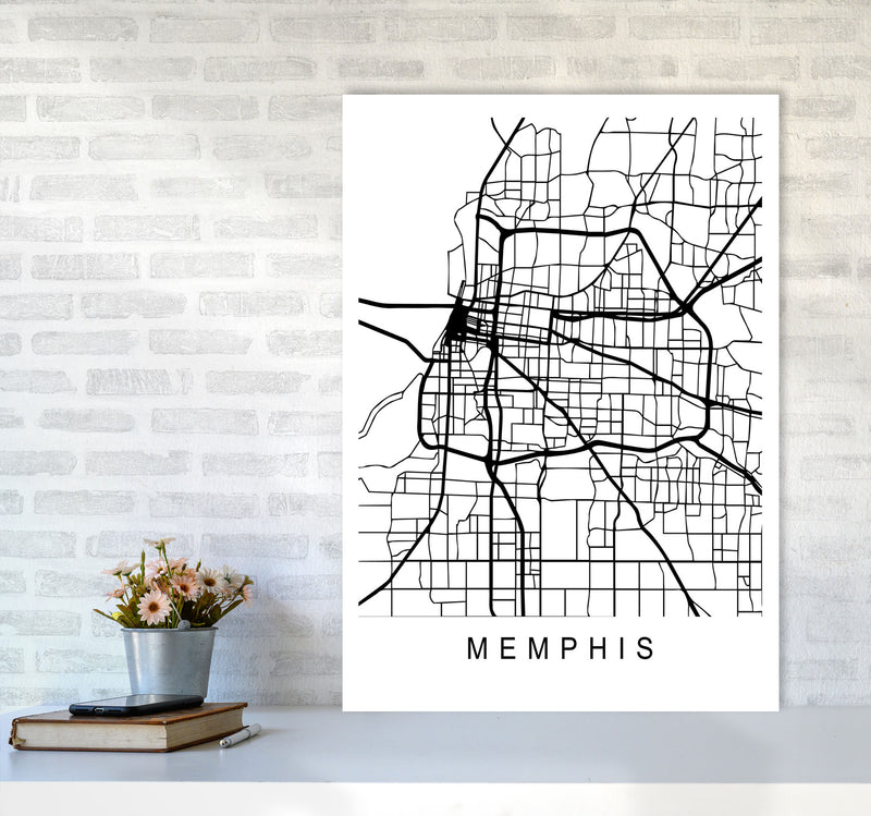 Memphis Map Art Print by Pixy Paper A1 Black Frame