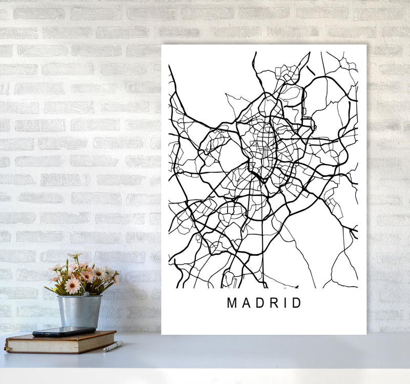 Madrid Map Art Print by Pixy Paper A1 Black Frame
