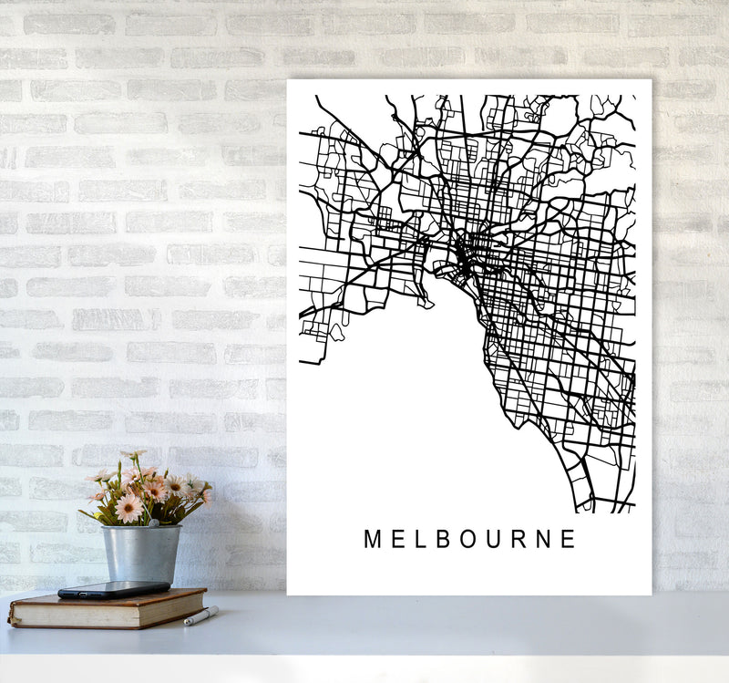 Melbourne Map Art Print by Pixy Paper A1 Black Frame