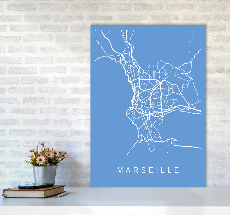 Marseille Map Blueprint Art Print by Pixy Paper A1 Black Frame
