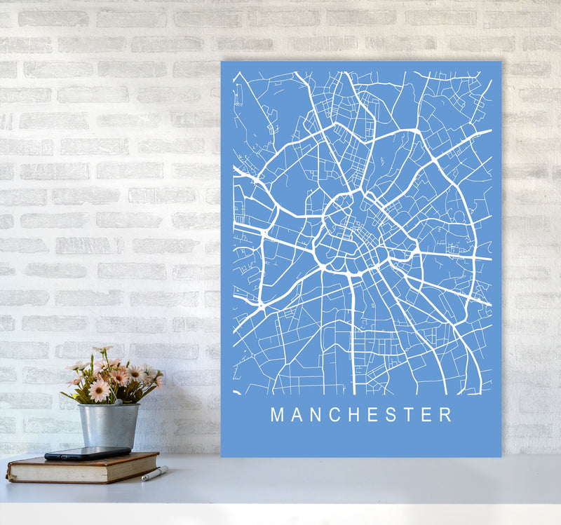 Manchester Map Blueprint Art Print by Pixy Paper A1 Black Frame