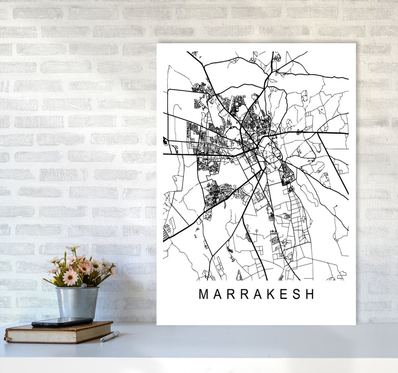 Marrakesh Map Art Print by Pixy Paper A1 Black Frame
