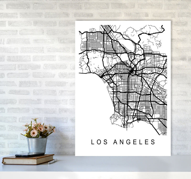 Los Angeles Map Art Print by Pixy Paper A1 Black Frame