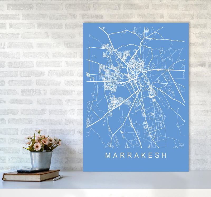 Marrakesh Map Blueprint Art Print by Pixy Paper A1 Black Frame
