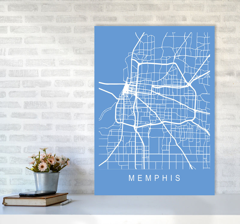 Memphis Map Blueprint Art Print by Pixy Paper A1 Black Frame