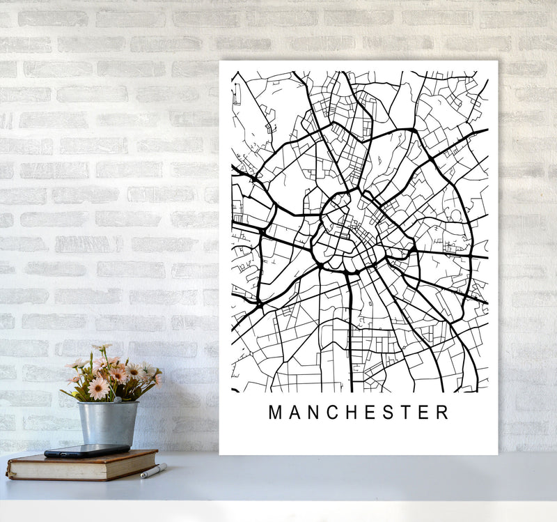 Manchester Map Art Print by Pixy Paper A1 Black Frame