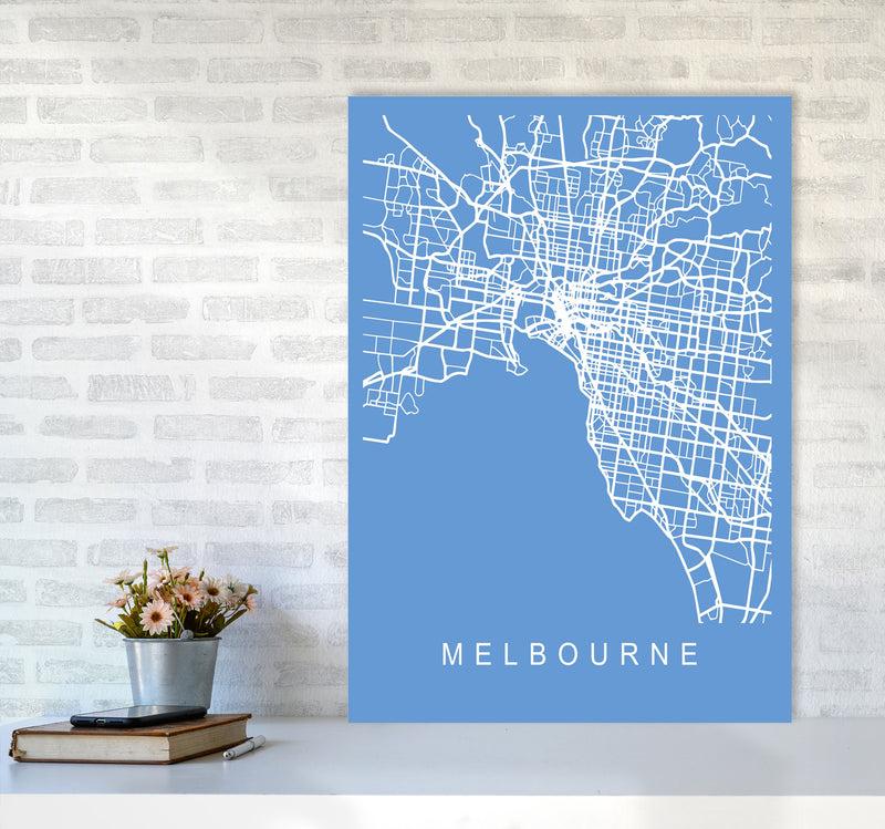 Melbourne Map Blueprint Art Print by Pixy Paper A1 Black Frame