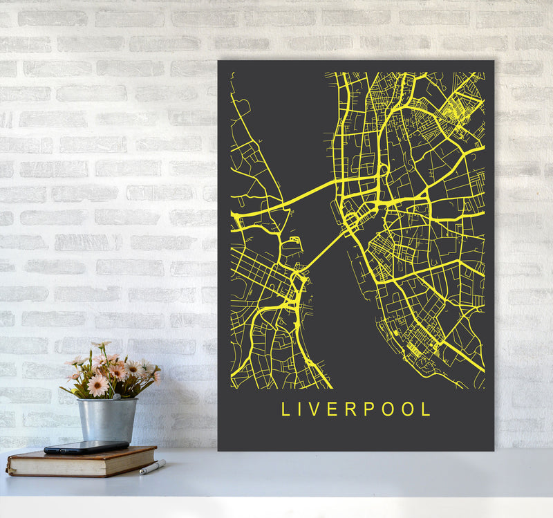 Liverpool Map Neon Art Print by Pixy Paper A1 Black Frame