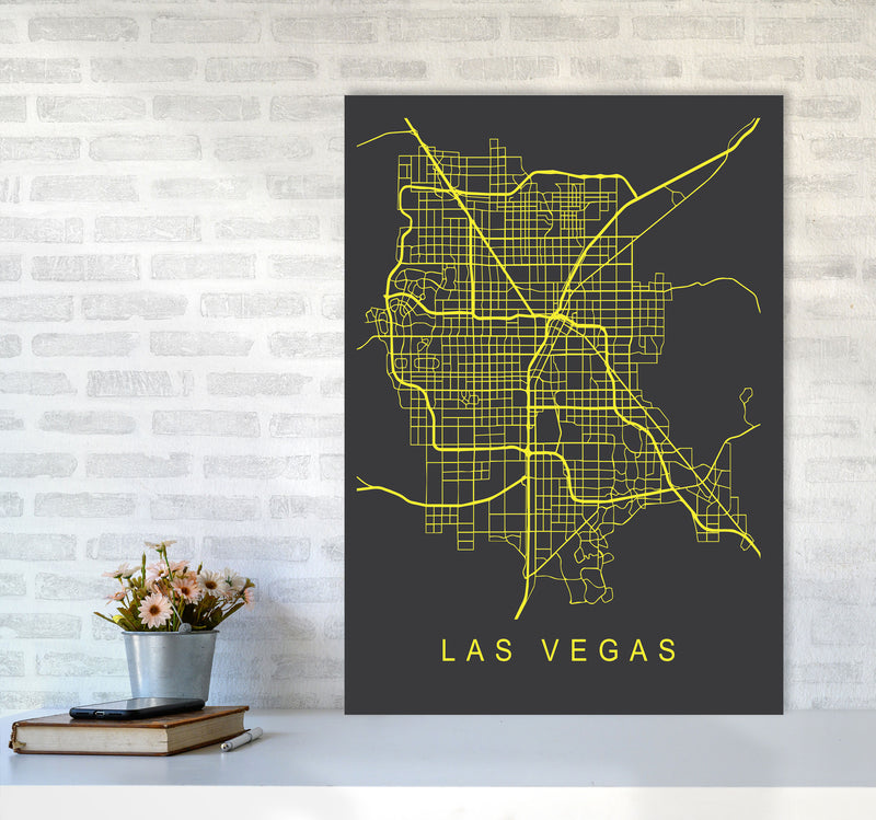 Las Vegas Map Neon Art Print by Pixy Paper A1 Black Frame