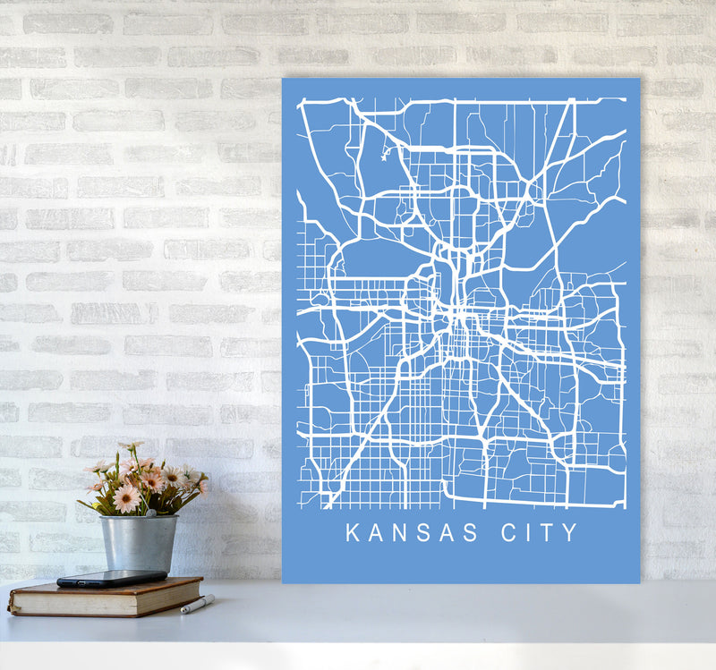 Kansas Map Blueprint Art Print by Pixy Paper A1 Black Frame