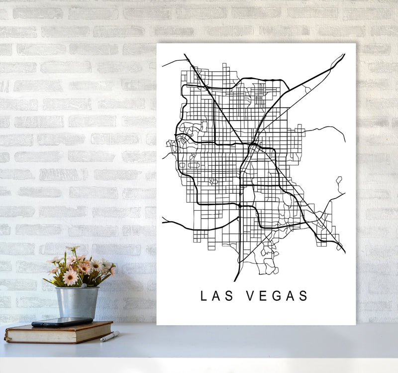 Las Vegas Map Art Print by Pixy Paper A1 Black Frame