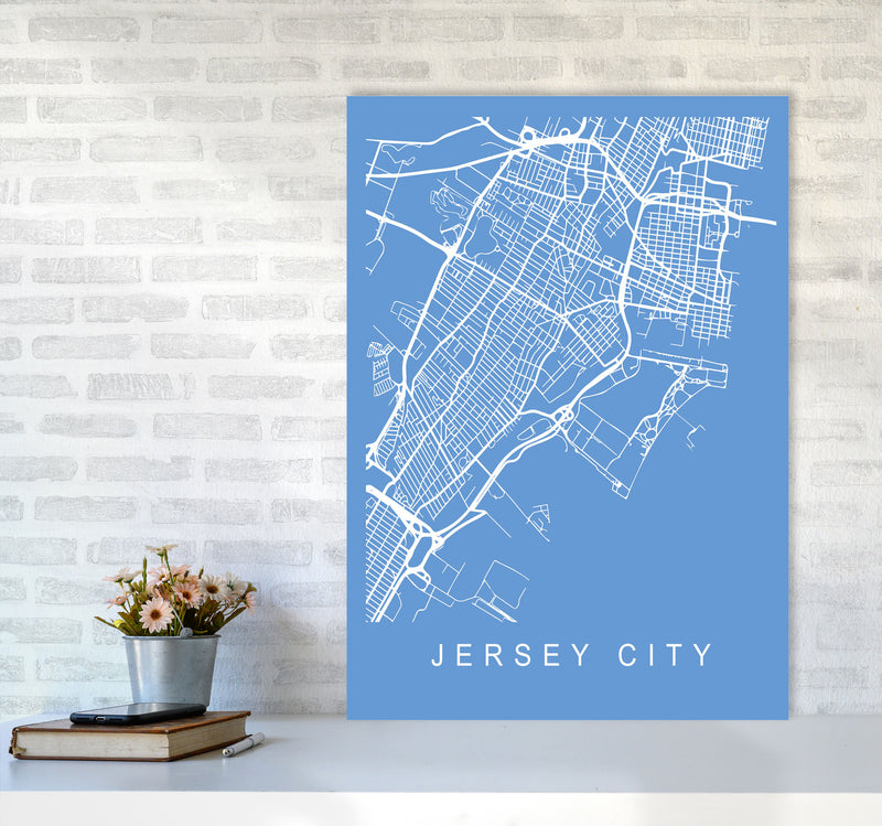 Jersey City Map Blueprint Art Print by Pixy Paper A1 Black Frame