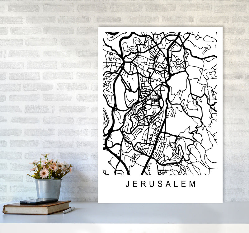 Jerusalem Map Art Print by Pixy Paper A1 Black Frame