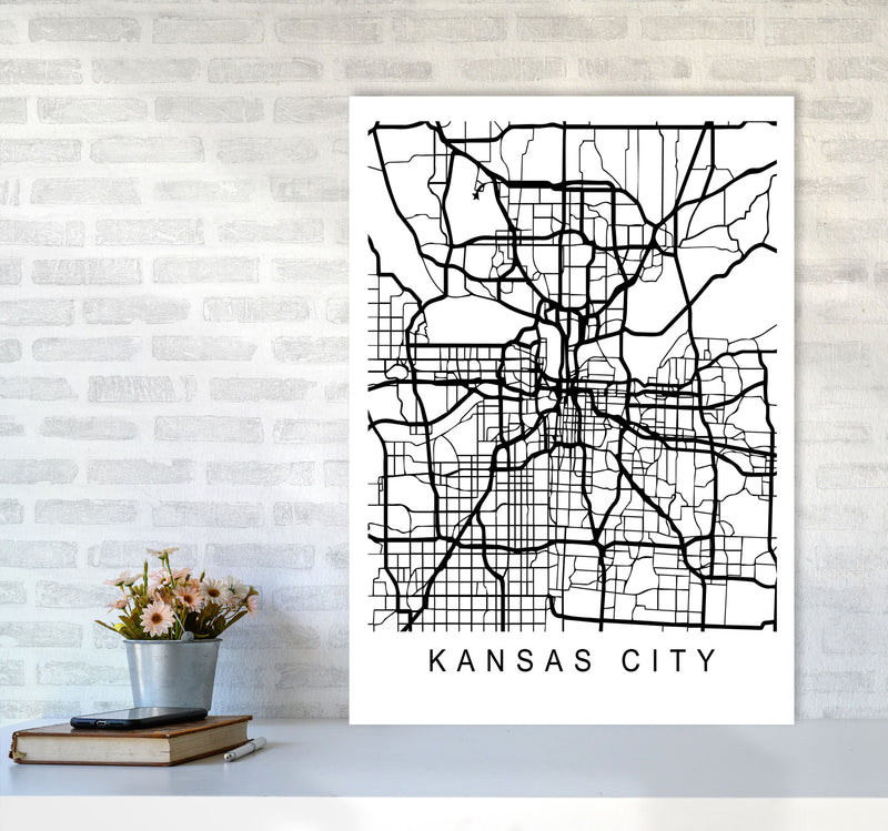 Kansas City Map Art Print by Pixy Paper A1 Black Frame