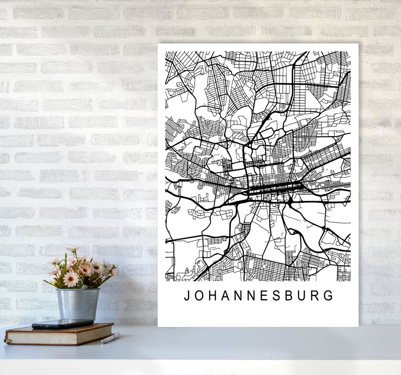 Johannesburg Map Art Print by Pixy Paper A1 Black Frame