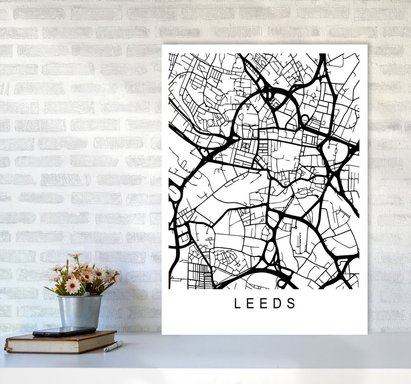 Leeds Map Art Print by Pixy Paper A1 Black Frame