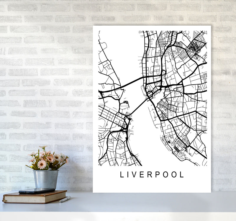 Liverpool Map Art Print by Pixy Paper A1 Black Frame