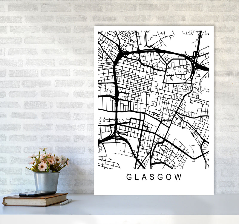 Glasgow Map Art Print by Pixy Paper A1 Black Frame
