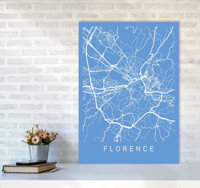 Florence Map Blueprint Art Print by Pixy Paper A1 Black Frame