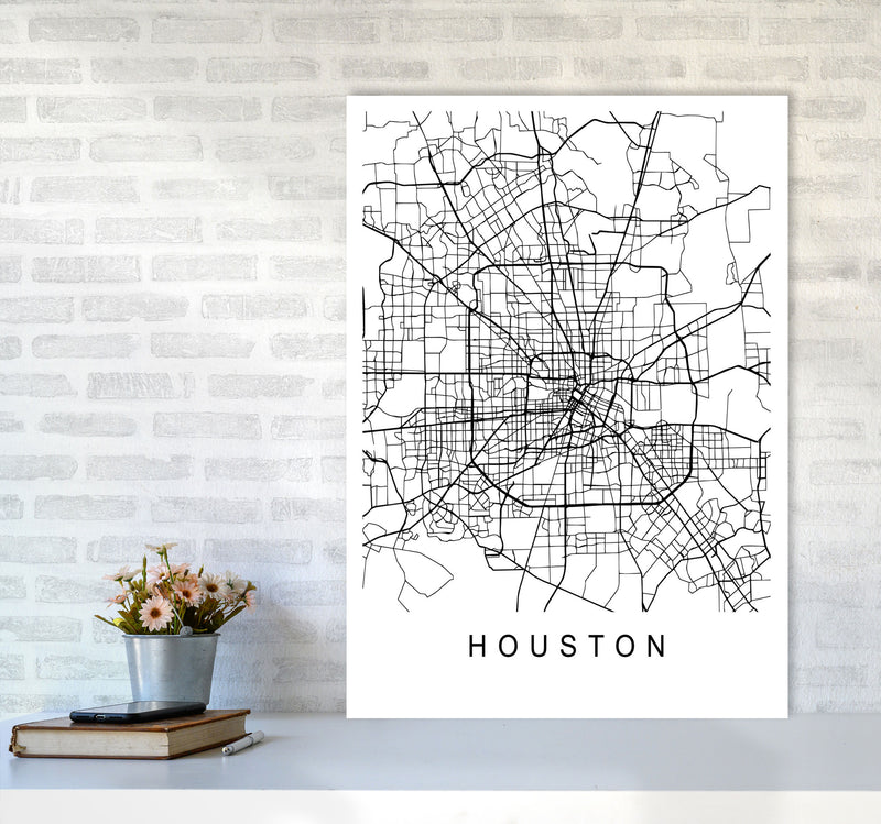 Houston Map Art Print by Pixy Paper A1 Black Frame
