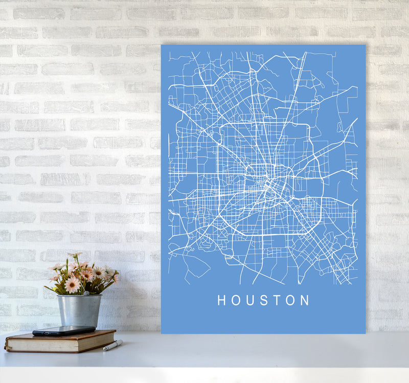 Houston Map Blueprint Art Print by Pixy Paper A1 Black Frame