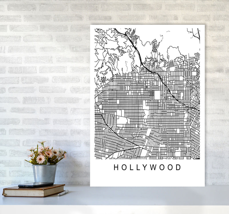Hollywood Map Art Print by Pixy Paper A1 Black Frame