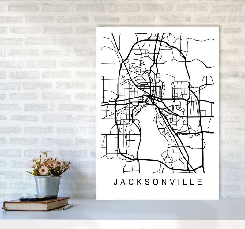 Jacksonville Map Art Print by Pixy Paper A1 Black Frame