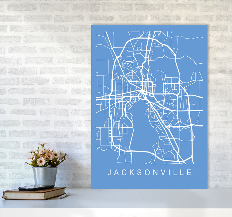 Jacksonville Map Blueprint Art Print by Pixy Paper A1 Black Frame