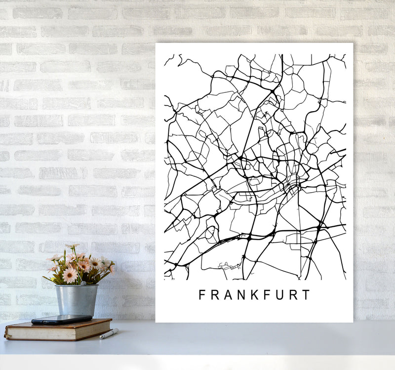 Frankfurt Map Art Print by Pixy Paper A1 Black Frame