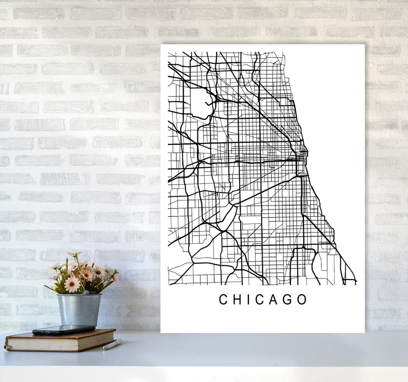 Chicago Map Art Print by Pixy Paper A1 Black Frame