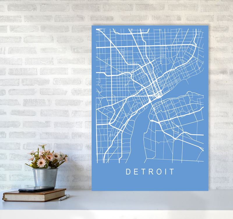 Detroit Map Blueprint Art Print by Pixy Paper A1 Black Frame