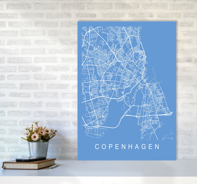 Copenhagen Map Blueprint Art Print by Pixy Paper A1 Black Frame