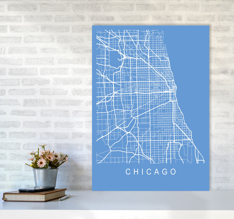 Chicago Map Blueprint Art Print by Pixy Paper A1 Black Frame