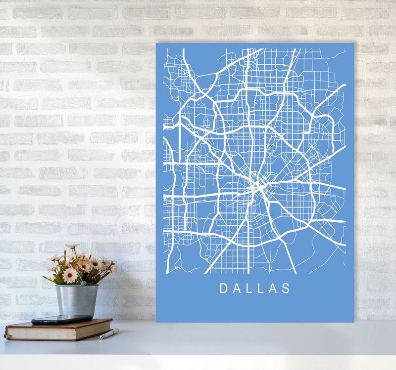 Dallas Map Blueprint Art Print by Pixy Paper A1 Black Frame