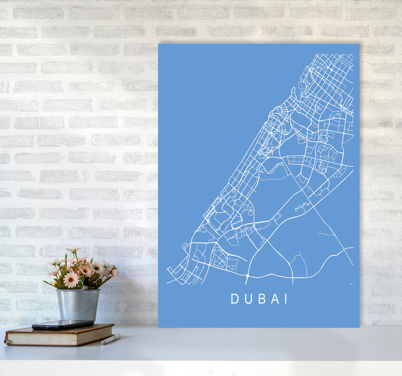 Dubai Map Blueprint Art Print by Pixy Paper A1 Black Frame